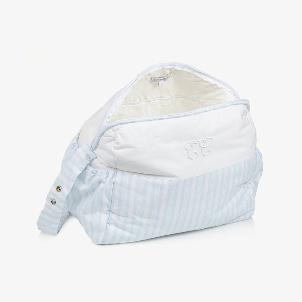 Tartine et Chocolat-حقيبة لمستلزمات الأطفال قطن لون أزرق و أبيض (37سم) | Childrensalon