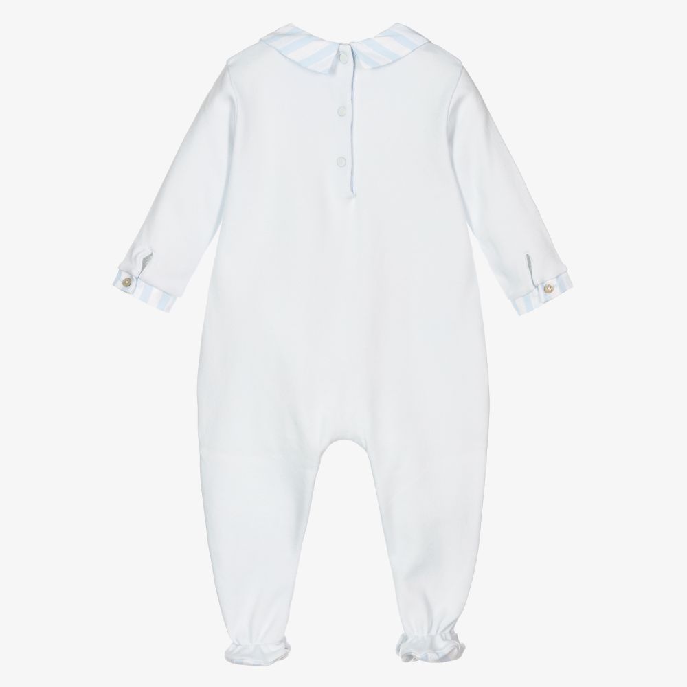Tartine et Chocolat-Blue Cotton Logo Babygrow | Childrensalon