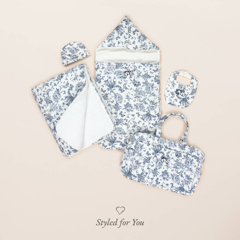 Tartine et Chocolat-Blue & White Toile De Jouy Cotton Baby Pyjamas | Childrensalon