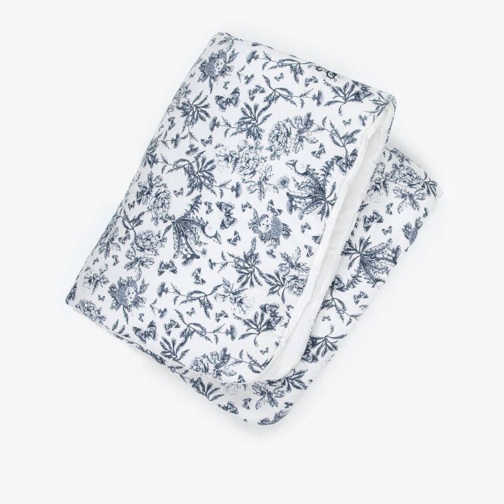 Tartine et Chocolat-Blue & White Toile De Jouy Padded Blanket (100cm) | Childrensalon