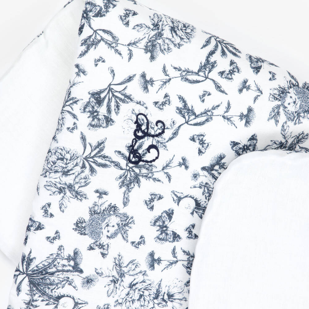 Tartine et Chocolat-Blue & White Toile De Jouy Padded Blanket (100cm) | Childrensalon