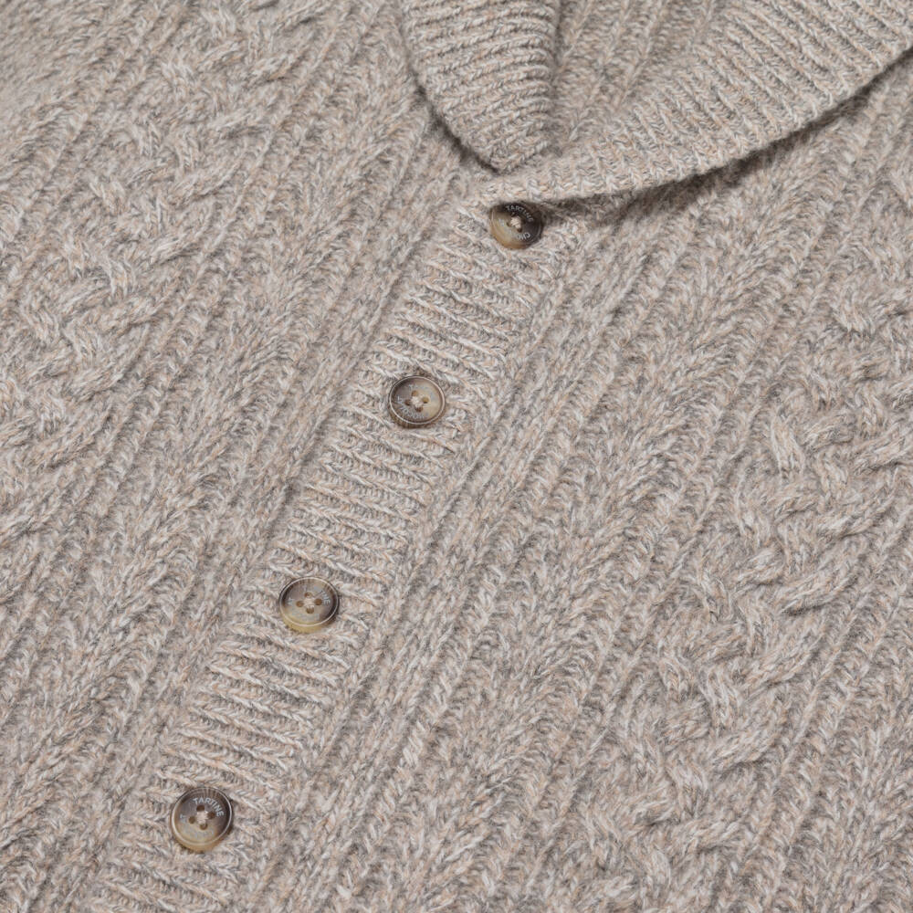 Tartine et Chocolat-Boys Beige Chunky Wool Knit Cardigan | Childrensalon