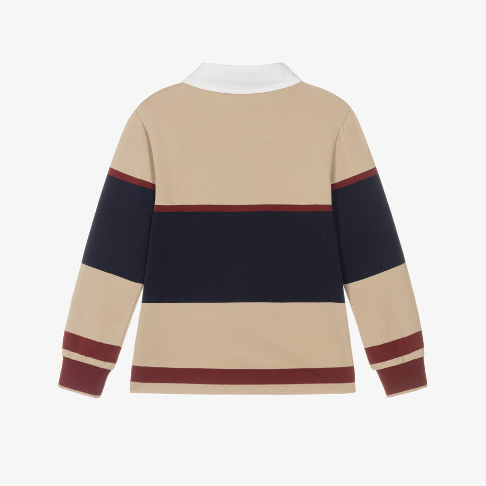 Tartine et Chocolat-Boys Beige Colourblock Rugby Shirt | Childrensalon