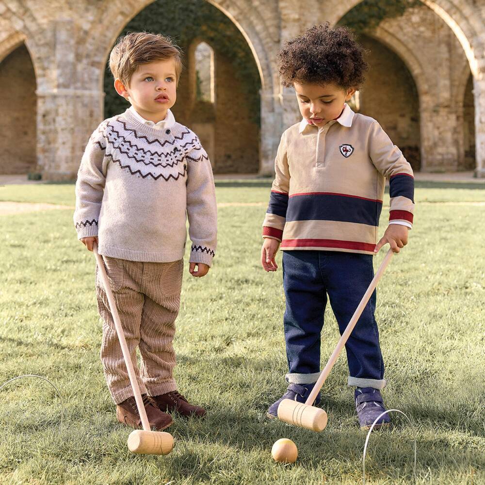 Tartine et Chocolat-توب رغبي بألوان بلوك لون بيج للأولاد | Childrensalon