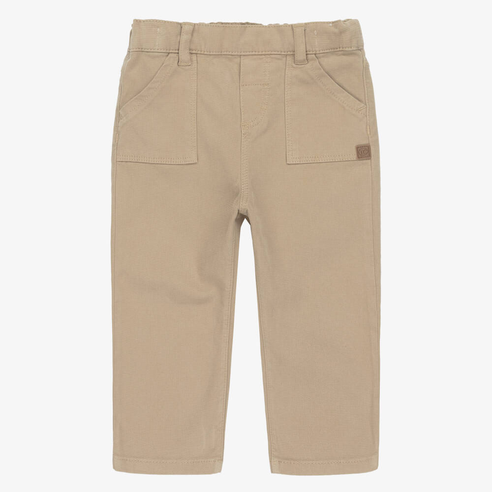Tartine et Chocolat-Boys Beige Cotton Four-Pocket Trousers | Childrensalon