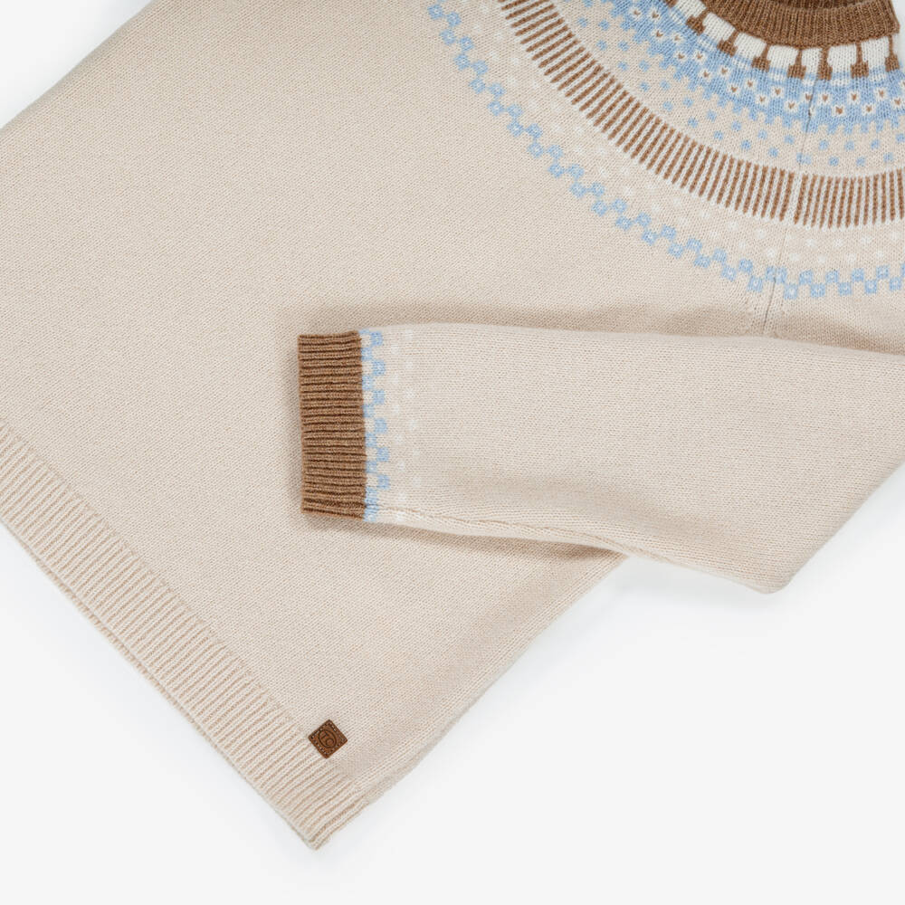 Tartine et Chocolat-بلوفر بنمط فاير آيل صوف محبوك لون بيج للأولاد | Childrensalon