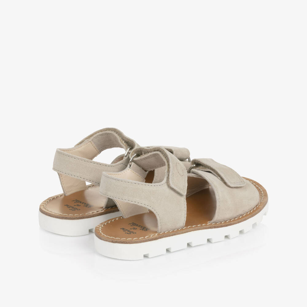 Tartine et Chocolat-Boys Beige Suede Leather Sandals | Childrensalon