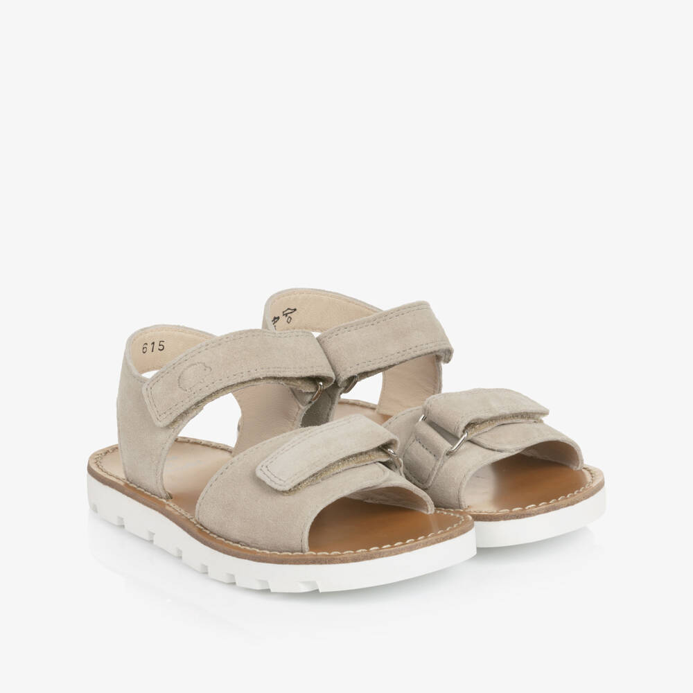 Tartine et Chocolat-Boys Beige Suede Leather Sandals | Childrensalon
