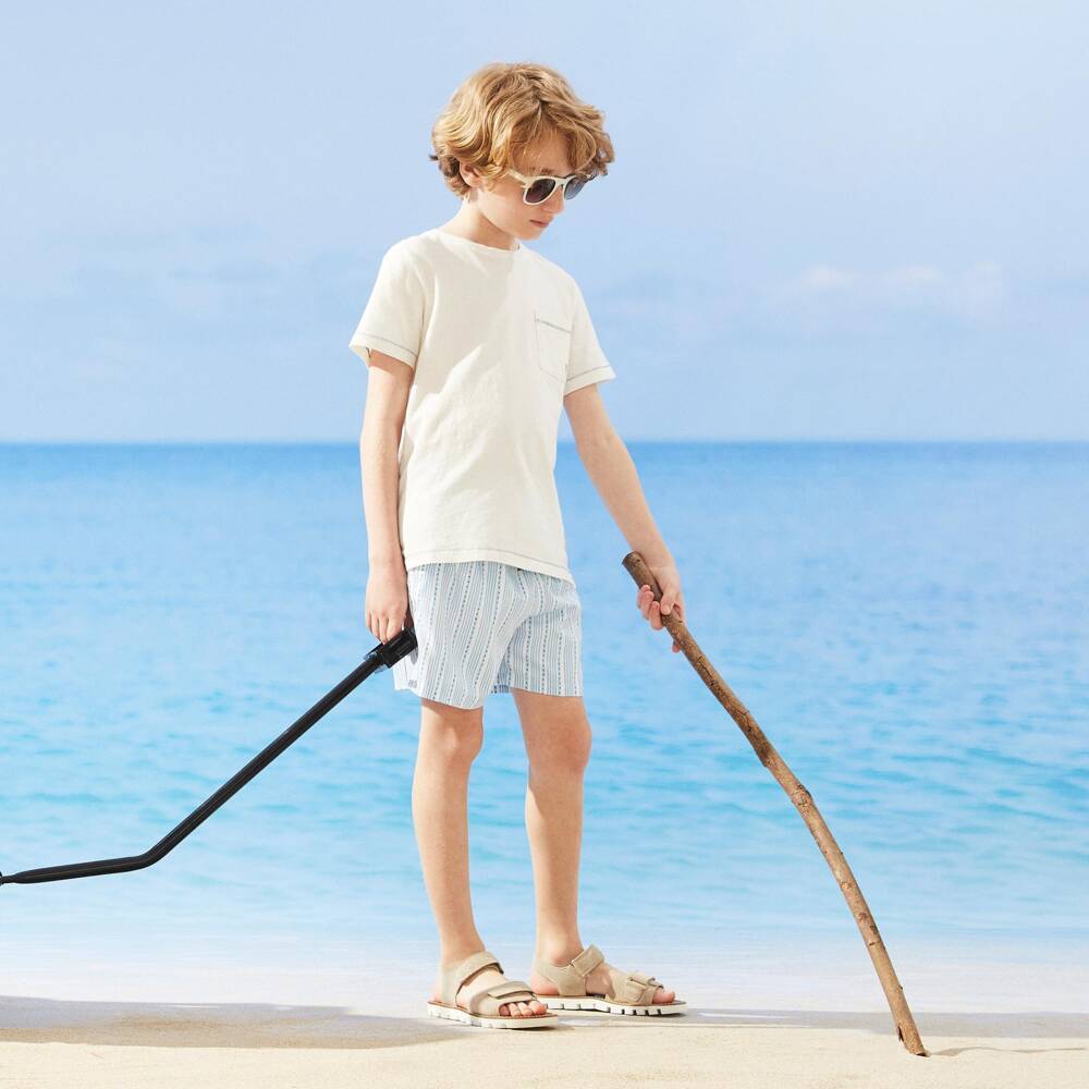 Tartine et Chocolat-Boys Beige Suede Leather Sandals | Childrensalon