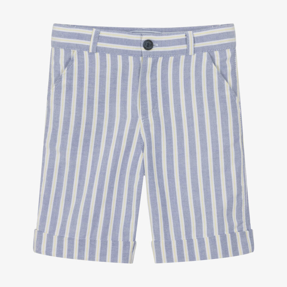 Tartine et Chocolat-Boys Blue Stripe Cotton Shorts | Childrensalon