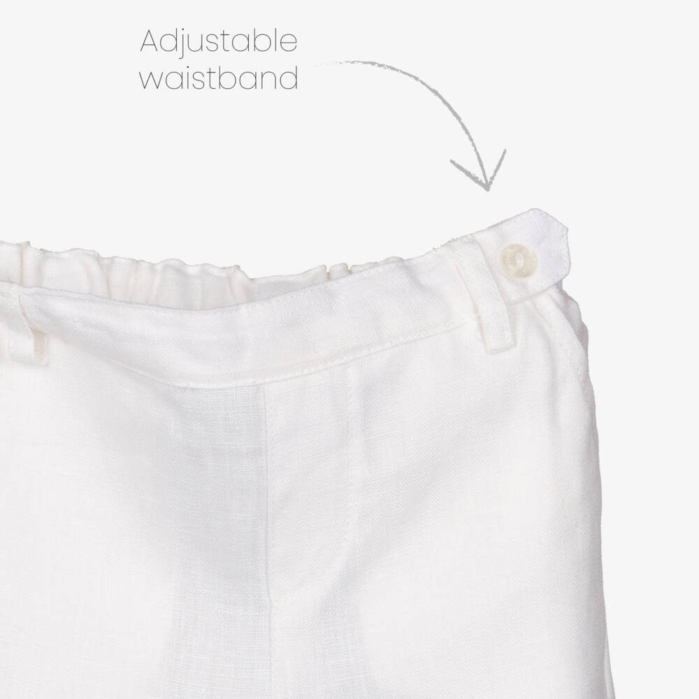 Tartine et Chocolat-Boys Blue Stripe Shirt & White Linen Trouser Set | Childrensalon