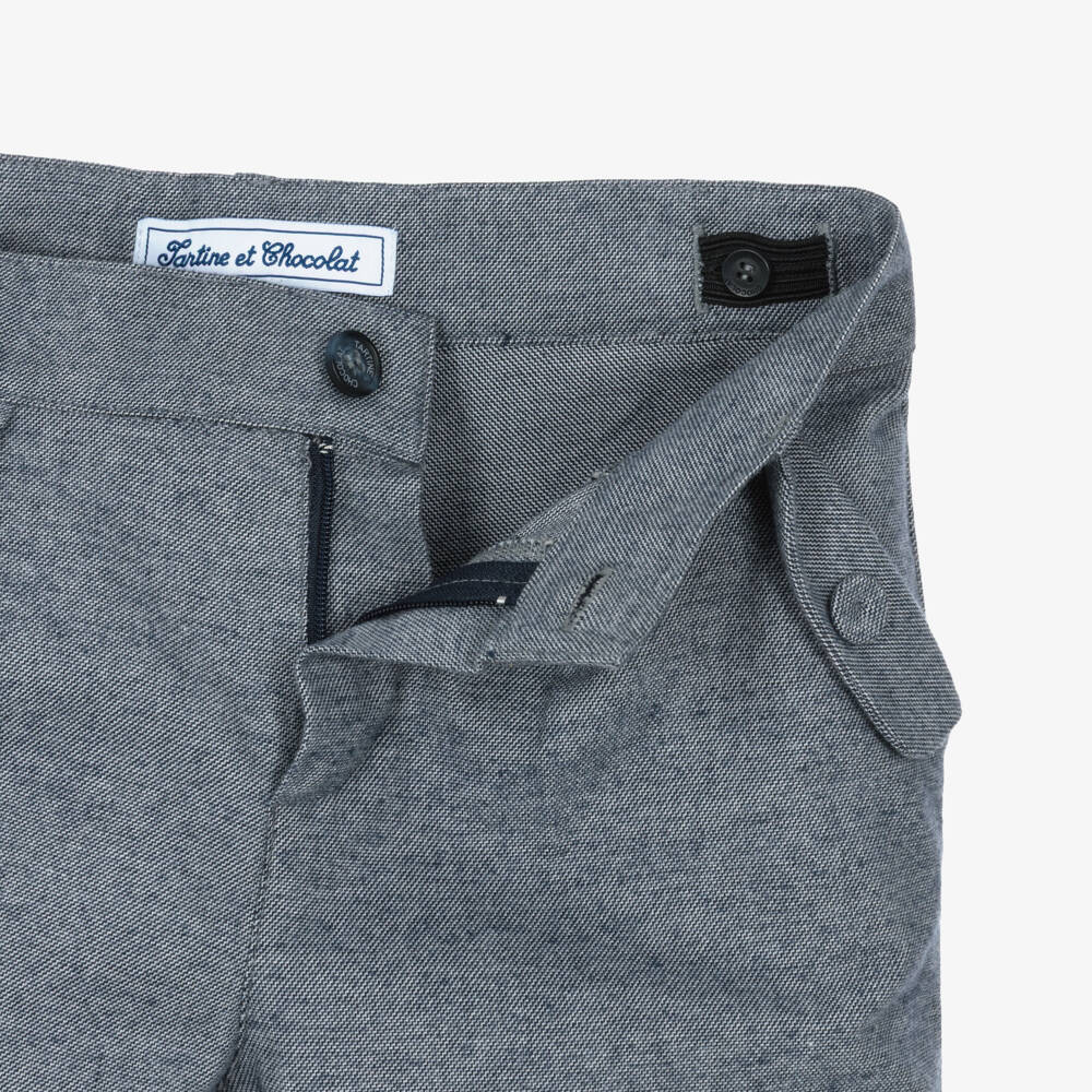 Tartine et Chocolat-Boys Blue Trousers with Turn-Ups | Childrensalon