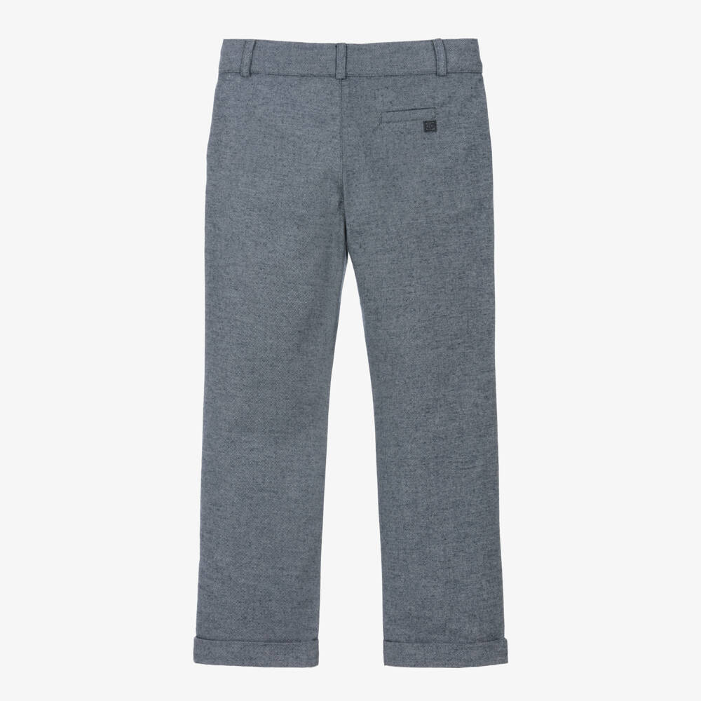 Tartine et Chocolat-Boys Blue Trousers with Turn-Ups | Childrensalon
