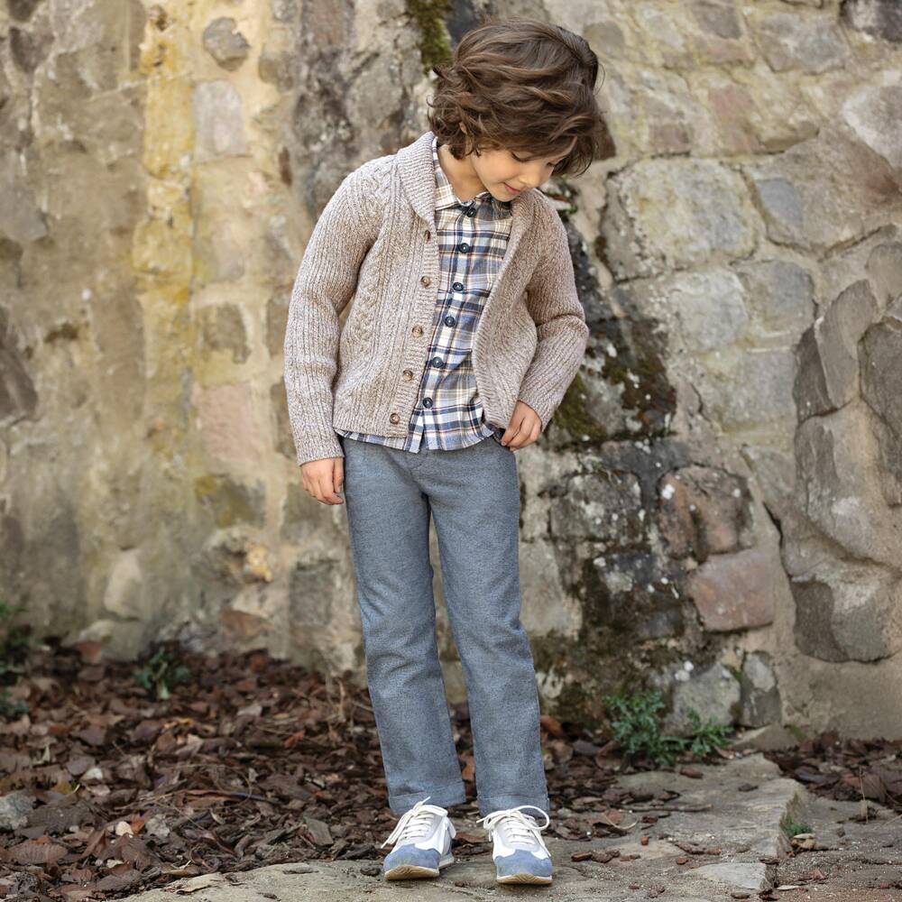 Tartine et Chocolat-Boys Blue Trousers with Turn-Ups | Childrensalon