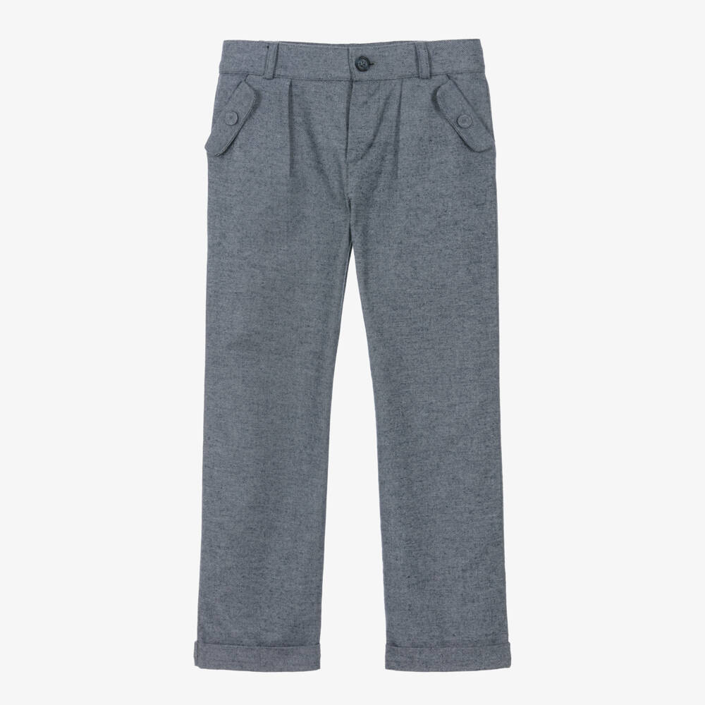 Tartine et Chocolat-Boys Blue Trousers with Turn-Ups | Childrensalon