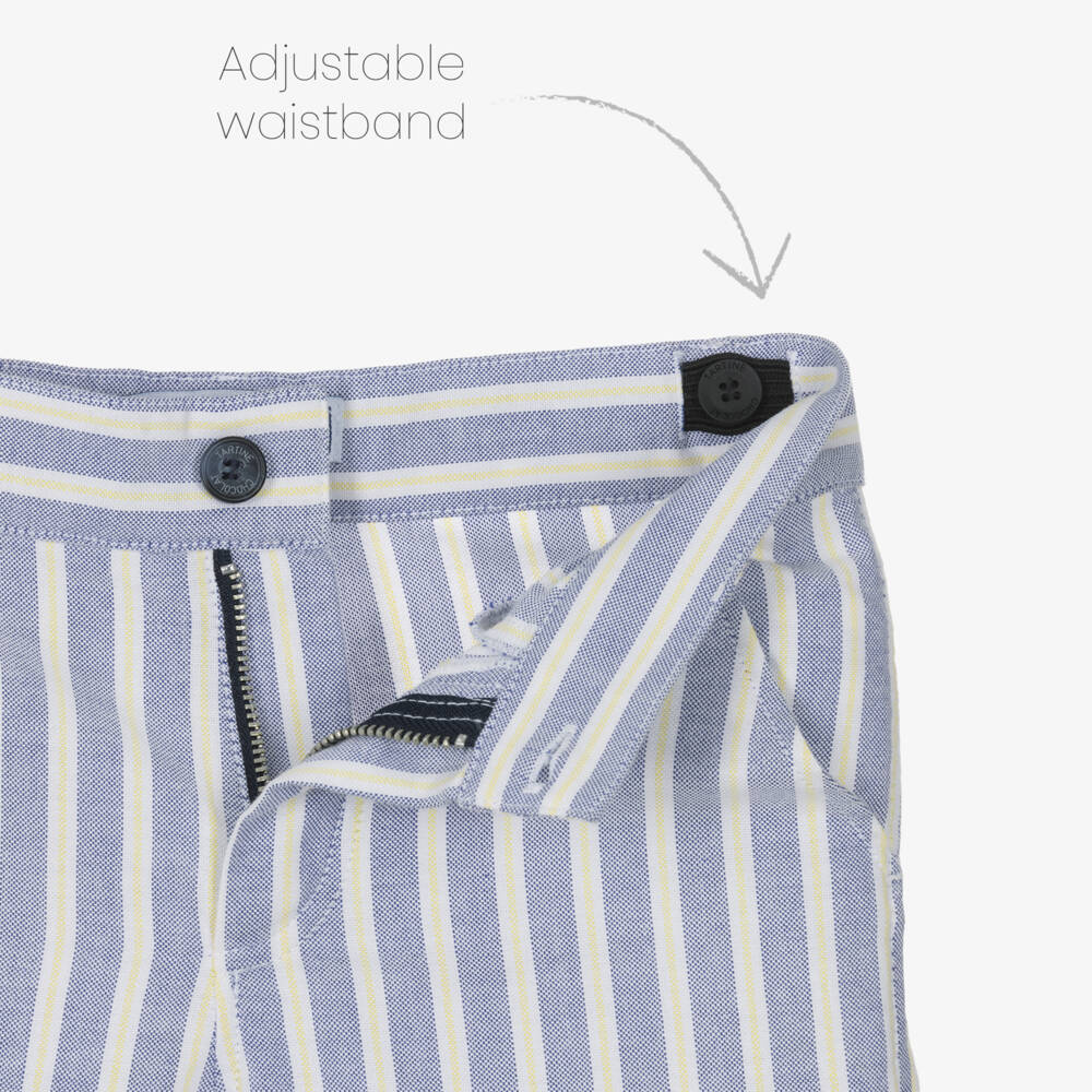 Tartine et Chocolat-Boys Blue & White Stripe Cotton Shorts | Childrensalon
