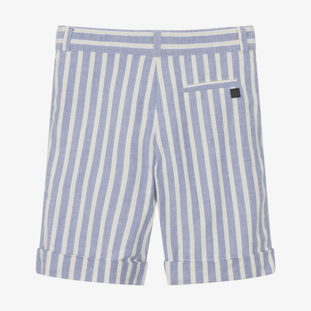 Tartine et Chocolat-Boys Blue & White Stripe Cotton Shorts | Childrensalon