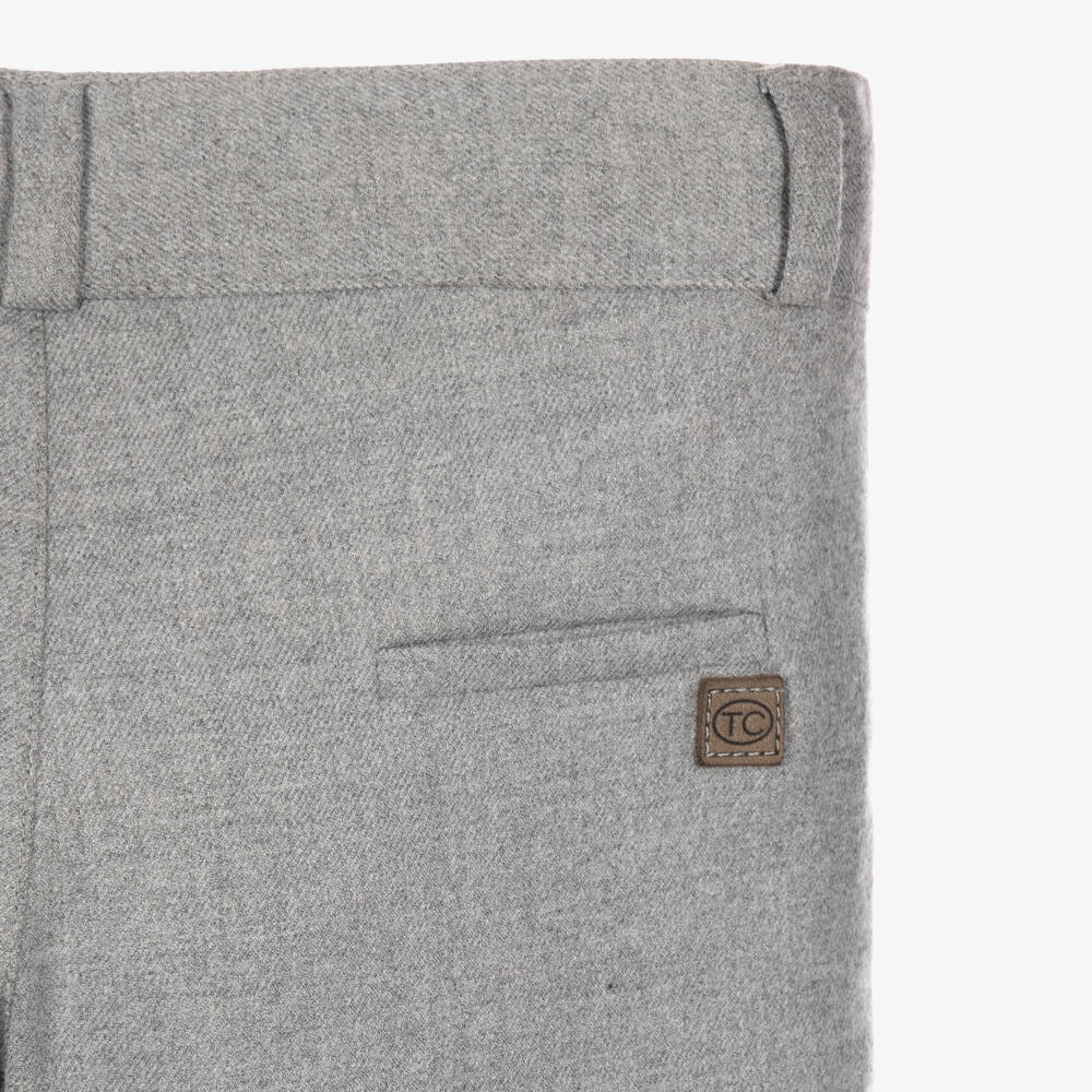 Tartine et Chocolat-Boys Grey Flannel Trousers | Childrensalon