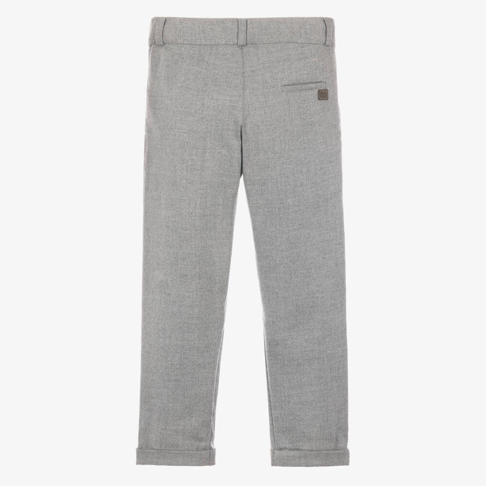 Tartine et Chocolat-Boys Grey Flannel Trousers | Childrensalon