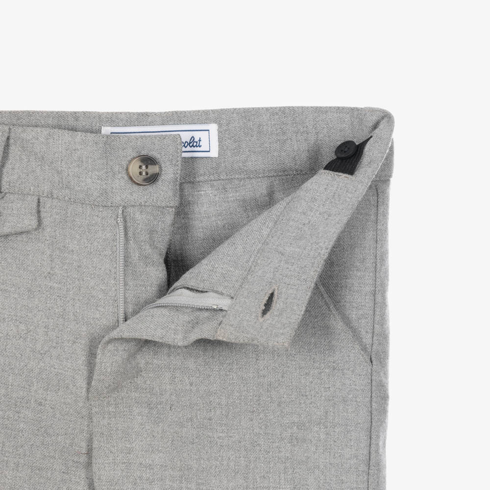 Tartine et Chocolat-Boys Grey Flannel Trousers | Childrensalon