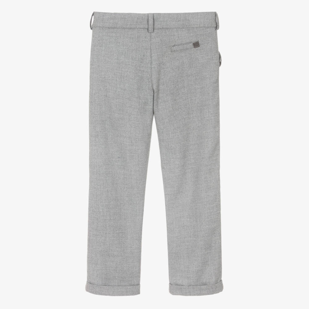 Tartine et Chocolat-Boys Grey Smart Flannel Trousers | Childrensalon
