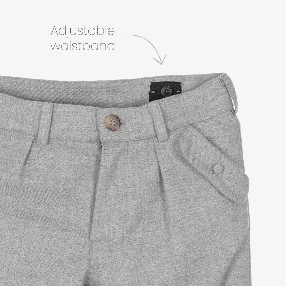 Tartine et Chocolat-Boys Grey Smart Flannel Trousers | Childrensalon