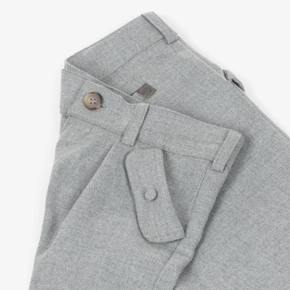 Tartine et Chocolat-Boys Grey Smart Flannel Trousers | Childrensalon