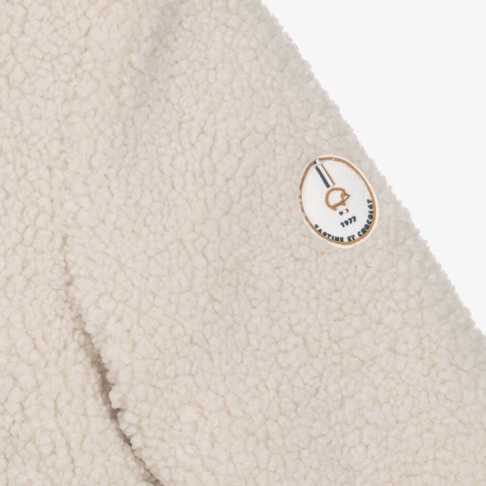 Tartine et Chocolat-Boys Ivory & Beige Sherpa Fleece Jacket | Childrensalon
