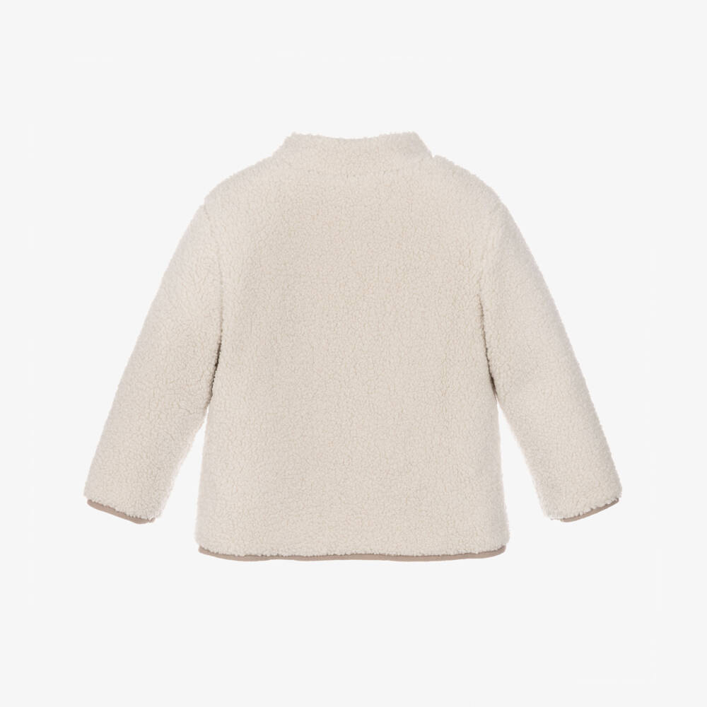 Tartine et Chocolat-Boys Ivory & Beige Sherpa Fleece Jacket | Childrensalon