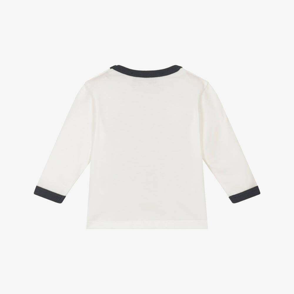 Tartine et Chocolat-Boys Ivory Cotton Hedgehog Motif Top | Childrensalon