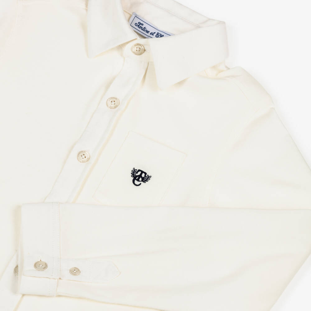 Tartine et Chocolat-Boys Ivory Cotton Jersey Shirt | Childrensalon