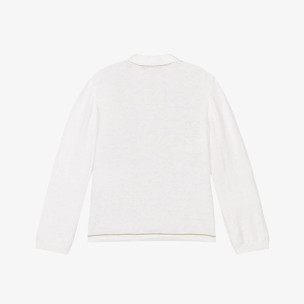 Tartine et Chocolat-Boys Ivory Linen & Cotton Cardigan | Childrensalon