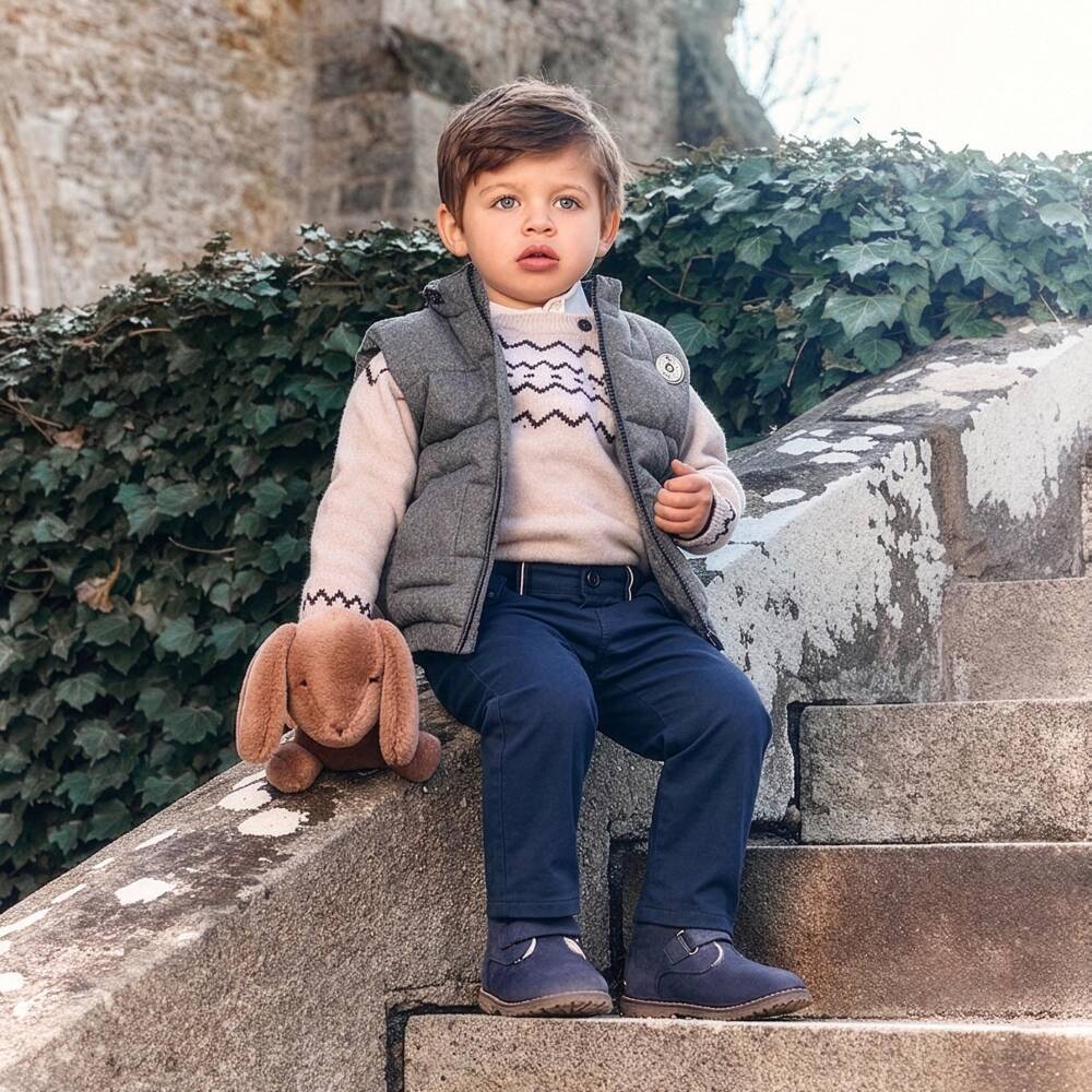 Tartine et Chocolat-بنطلون قطن تويل لون كحلي للأولاد | Childrensalon