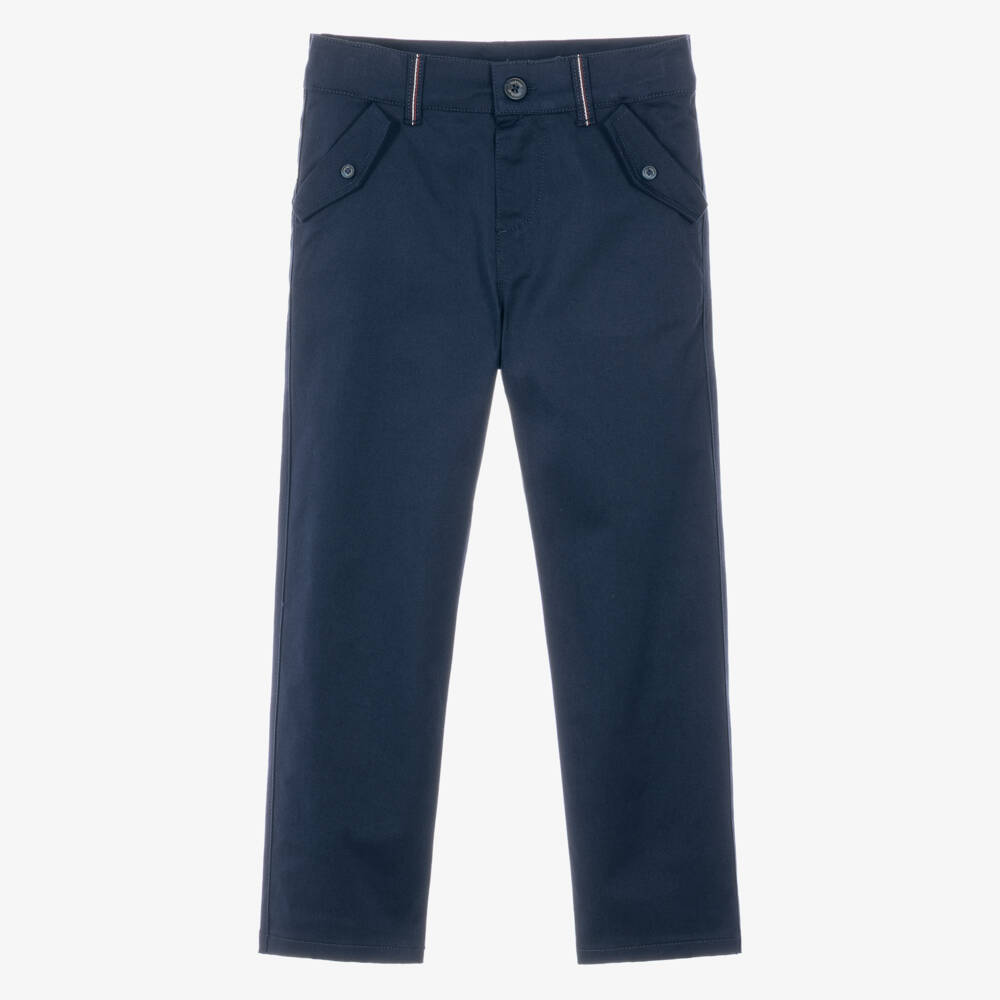 Tartine et Chocolat-Boys Navy Blue Cotton Twill Trousers | Childrensalon