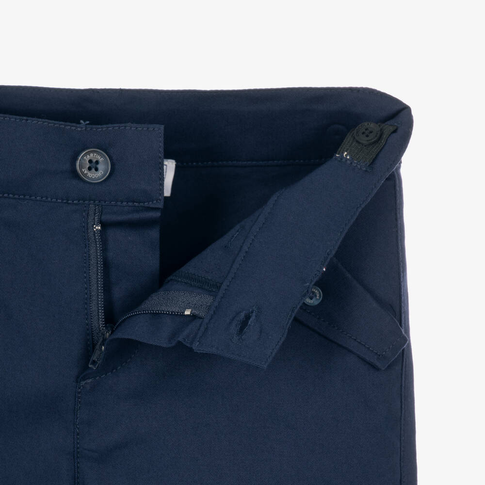 Tartine et Chocolat-Boys Navy Blue Cotton Twill Trousers | Childrensalon