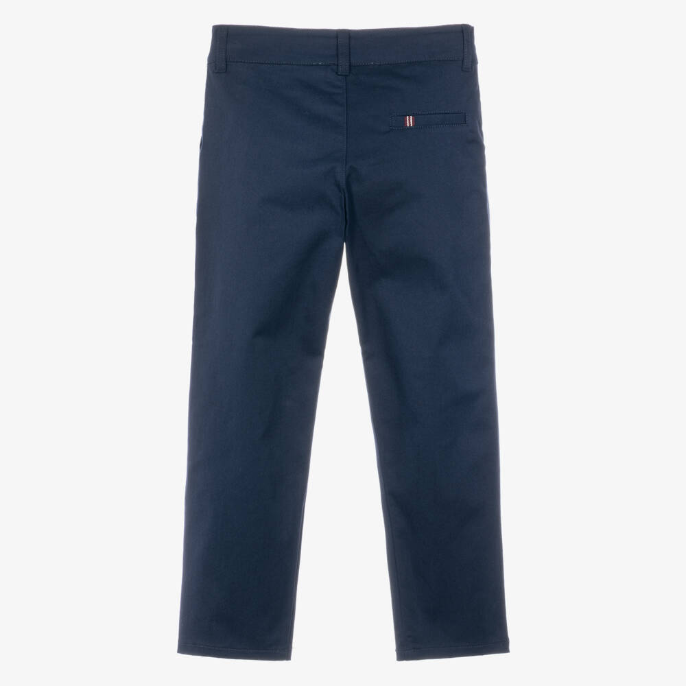Tartine et Chocolat-Boys Navy Blue Cotton Twill Trousers | Childrensalon