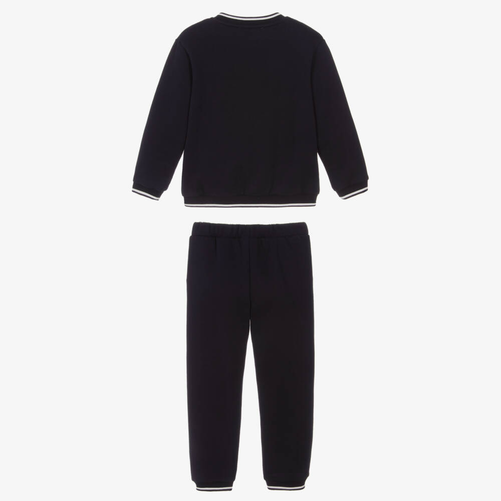 Tartine et Chocolat-Boys Navy Blue Jersey Varsity Trouser Set | Childrensalon