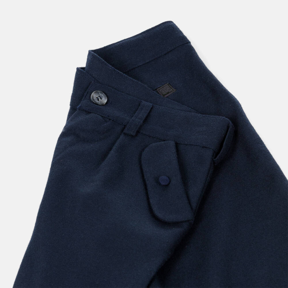 Tartine et Chocolat-Boys Navy Blue Smart Flannel Trousers | Childrensalon