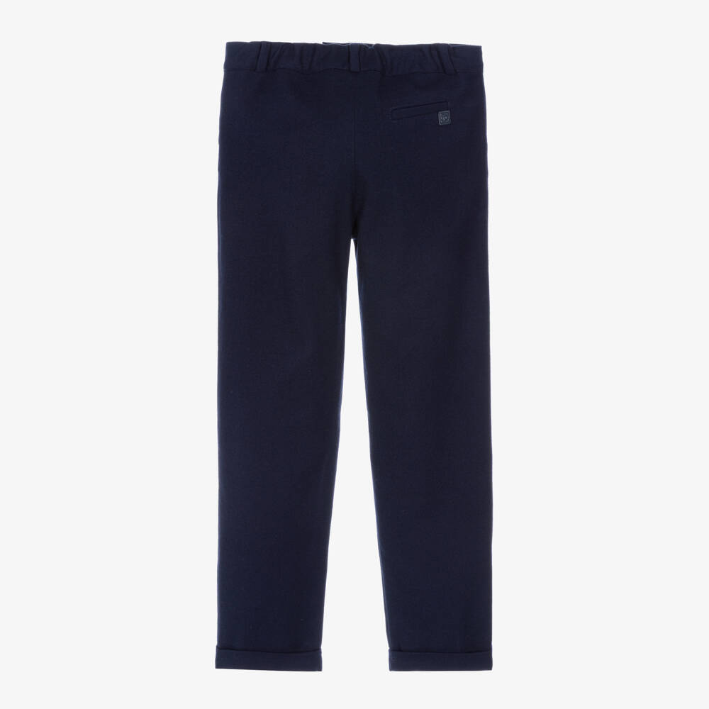 Tartine et Chocolat-Boys Navy Blue Trousers with Turn-Ups | Childrensalon