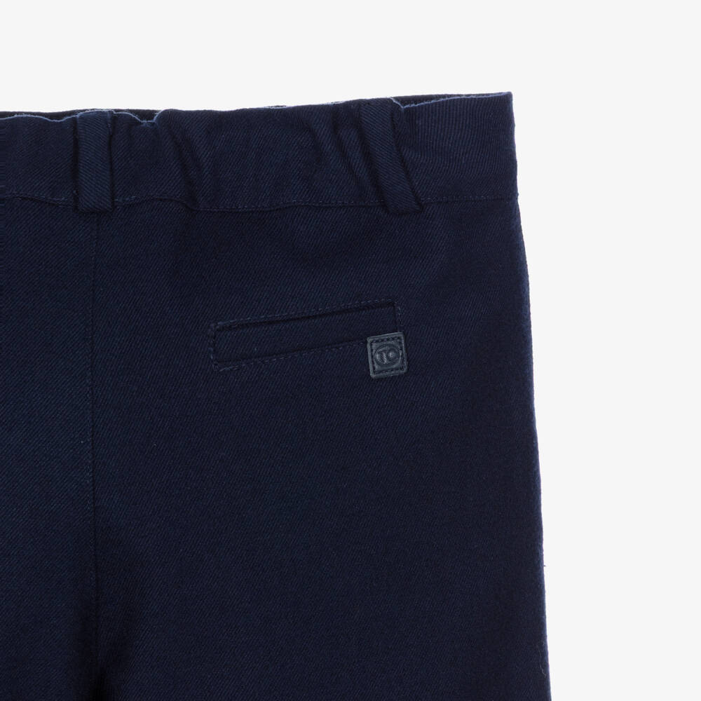 Tartine et Chocolat-Boys Navy Blue Trousers with Turn-Ups | Childrensalon