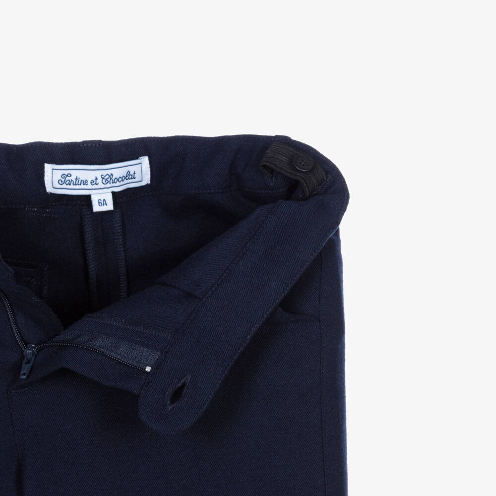 Tartine et Chocolat-Boys Navy Blue Trousers with Turn-Ups | Childrensalon
