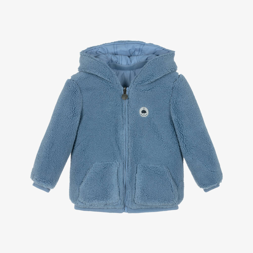 Tartine et Chocolat-Boys Reversible Blue Fleece Puffer Jacket | Childrensalon