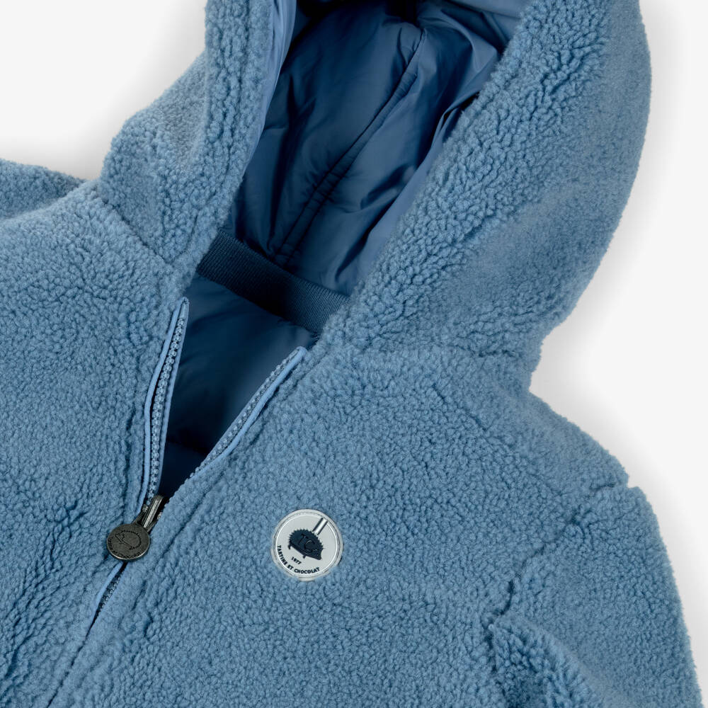 Tartine et Chocolat-Boys Reversible Blue Fleece Puffer Jacket | Childrensalon