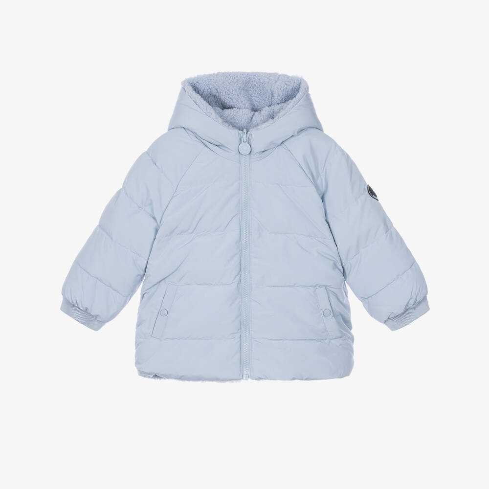 Tartine et Chocolat-Boys Reversible Puffer Jacket in Pale Blue | Childrensalon
