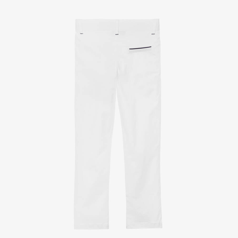 Tartine et Chocolat-Boys White Cotton Twill Straight Leg Trousers | Childrensalon
