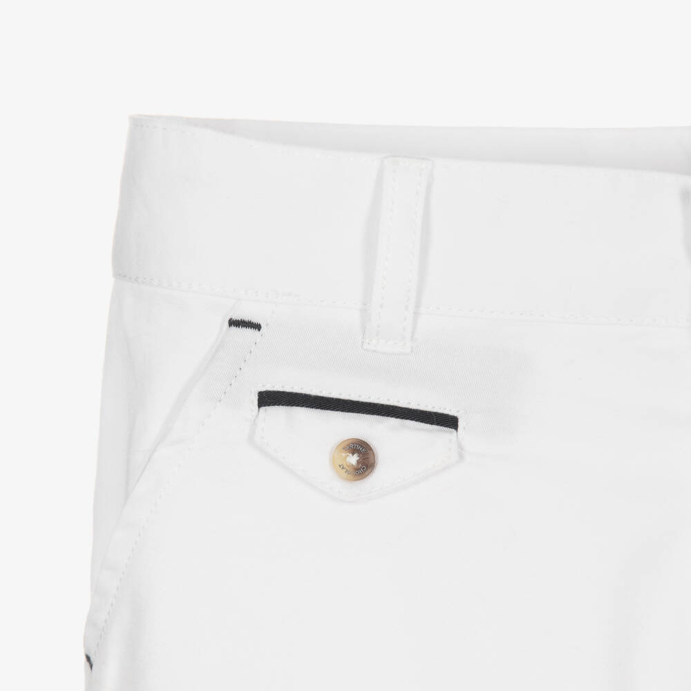 Tartine et Chocolat-Boys White Cotton Twill Straight Leg Trousers | Childrensalon