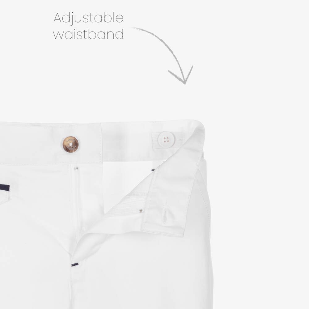 Tartine et Chocolat-Boys White Cotton Twill Straight Leg Trousers | Childrensalon