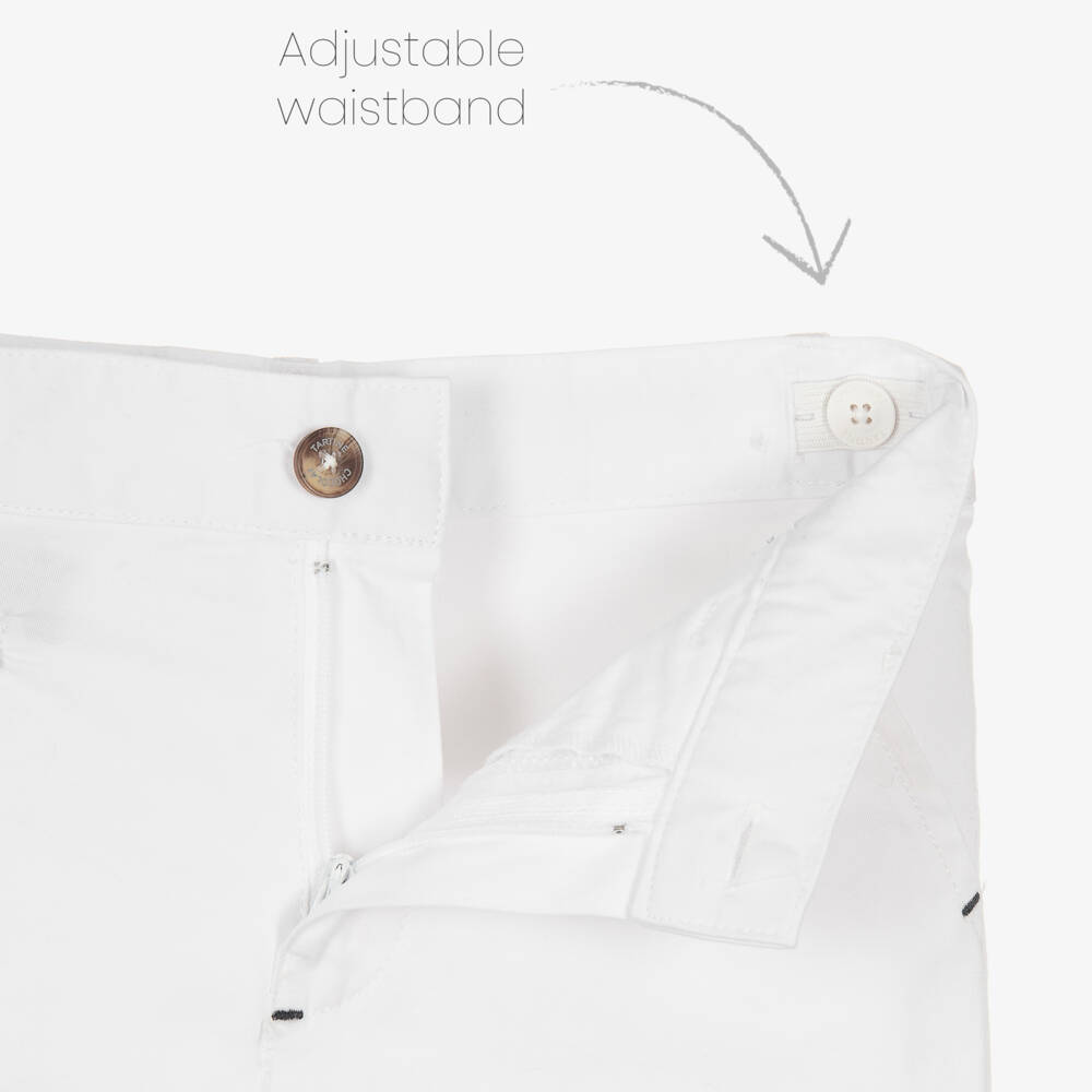 Tartine et Chocolat-Boys White Cotton Twill Straight Leg Trousers | Childrensalon
