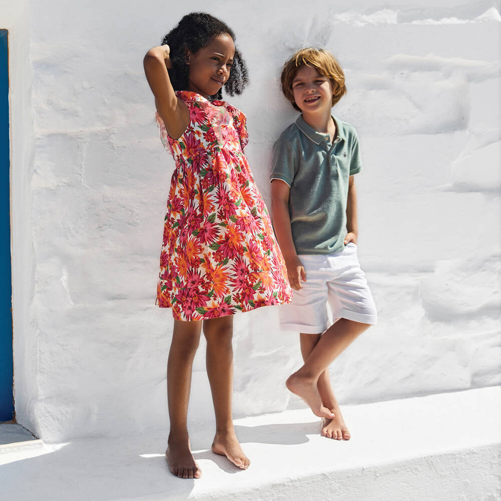 Tartine et Chocolat-Boys White Linen Shorts with Buttoned Tabs | Childrensalon