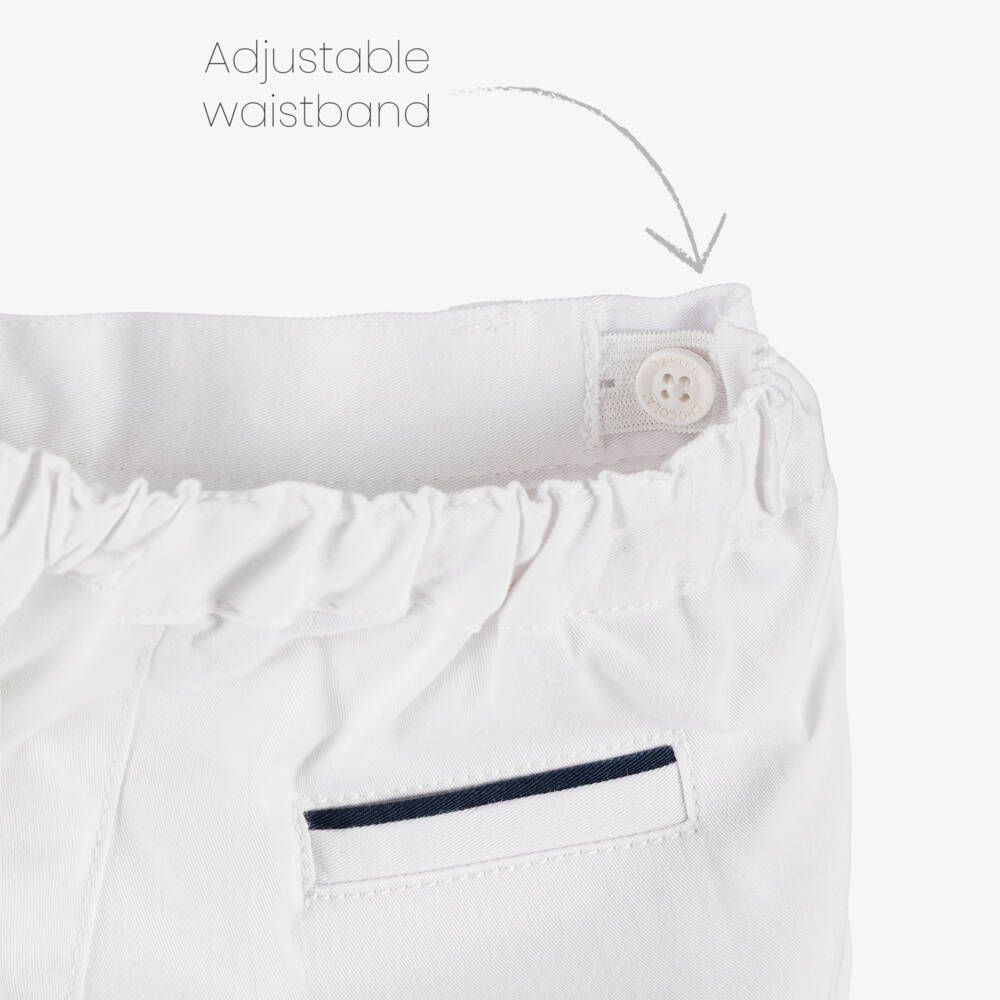 Tartine et Chocolat-Boys Yellow Stripe Shirt & White Cotton Trouser Set | Childrensalon